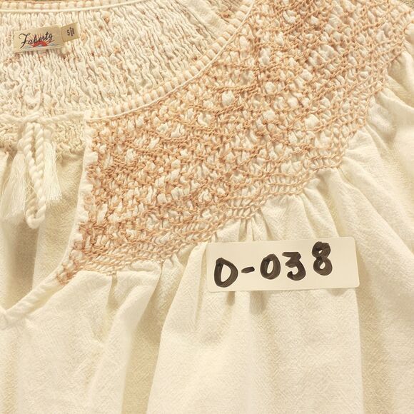 Faherty Women Sz S Cream Naomi 100% Organic Cotton Embroidered Peasant Blouse - Picture 10 of 10